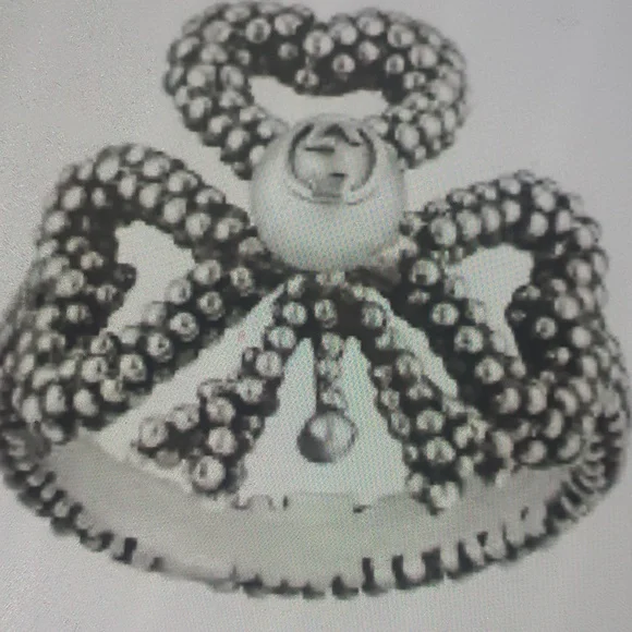 GUCCI HEART BOW RING AGED SILVER NWT